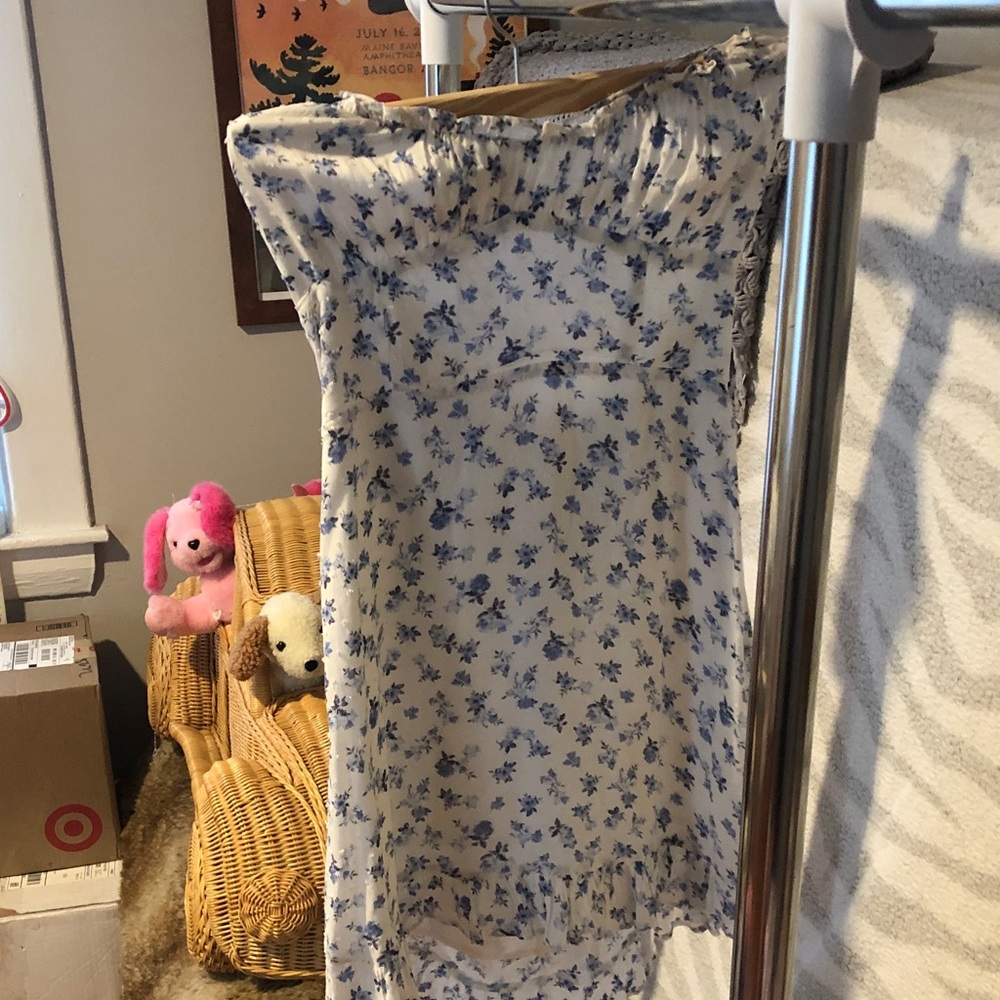 Olivaceous Blue and White floral Dress
